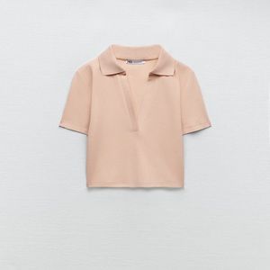 Zara polo ribbed crop top